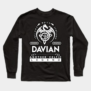 Davian Name T Shirt - Another Celtic Legend Davian Dragon Gift Item Long Sleeve T-Shirt